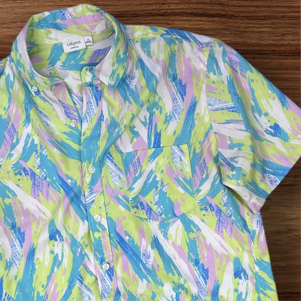 Cabana Men’s Summer Short Sleeve Casual Button Down Shirt. Medium. - Picture 2 of 7